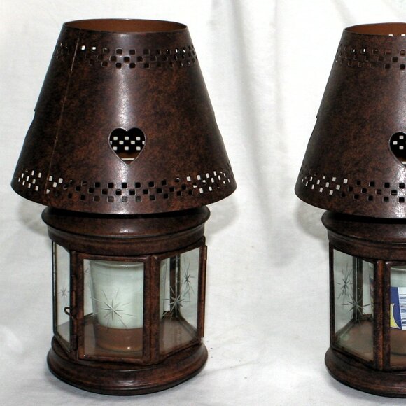 Yankee Candle Other - Vintage Yankee Candle Glass & Metal Tea Light Candle Lanterns - Set of 2